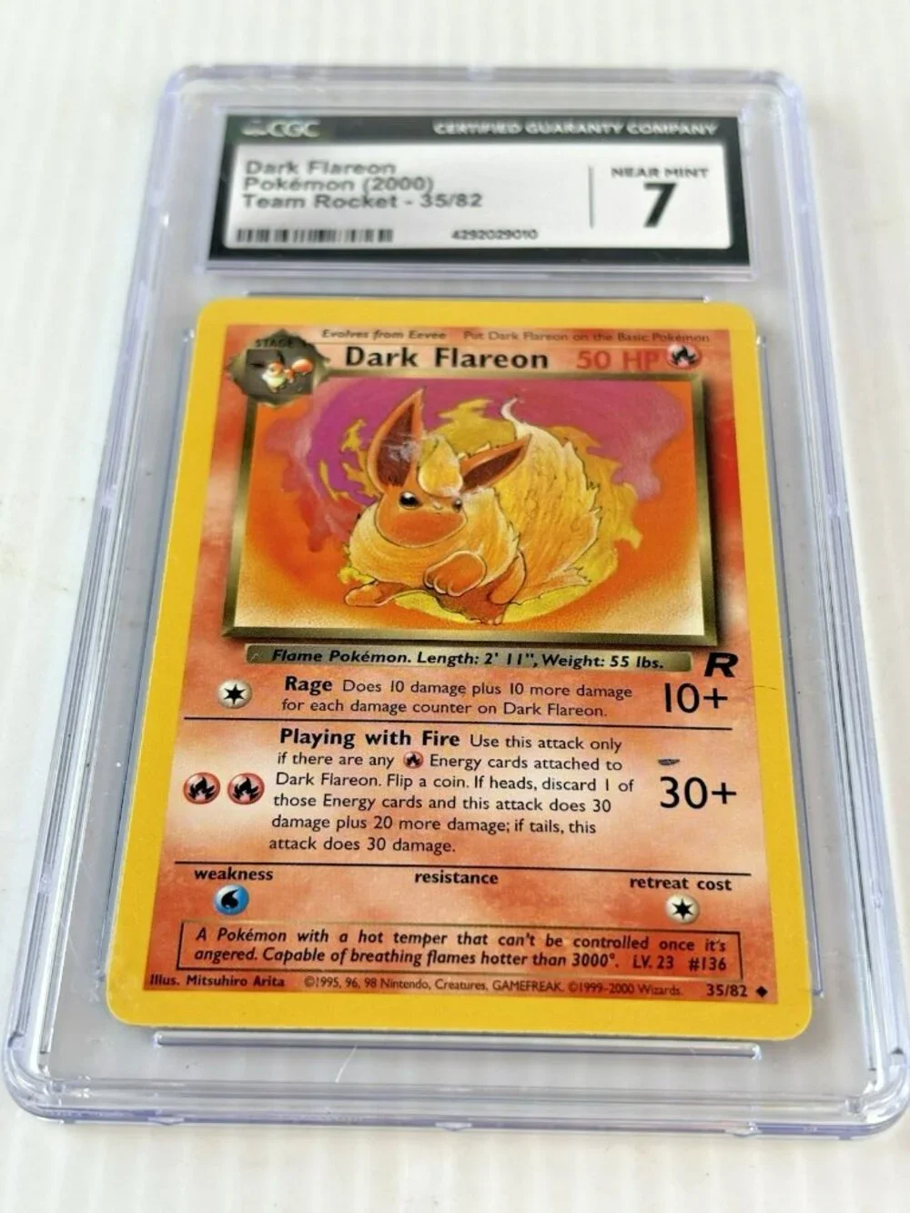 DARK FLAREON 2000 POKEMON TEAM ROCKET UNCOMMON 35/82 CGC 7